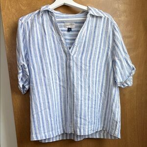 Universal Thread Blue and White Striped Blouse